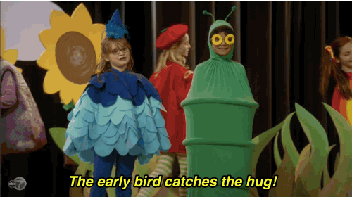 The early bird catches the hug