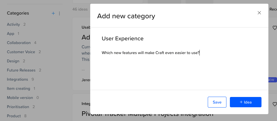 Add new category user experience