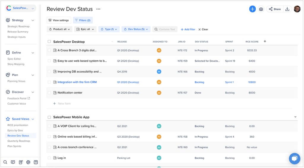 craft.io Table View