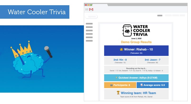 Water cooler trivia demo group results 
