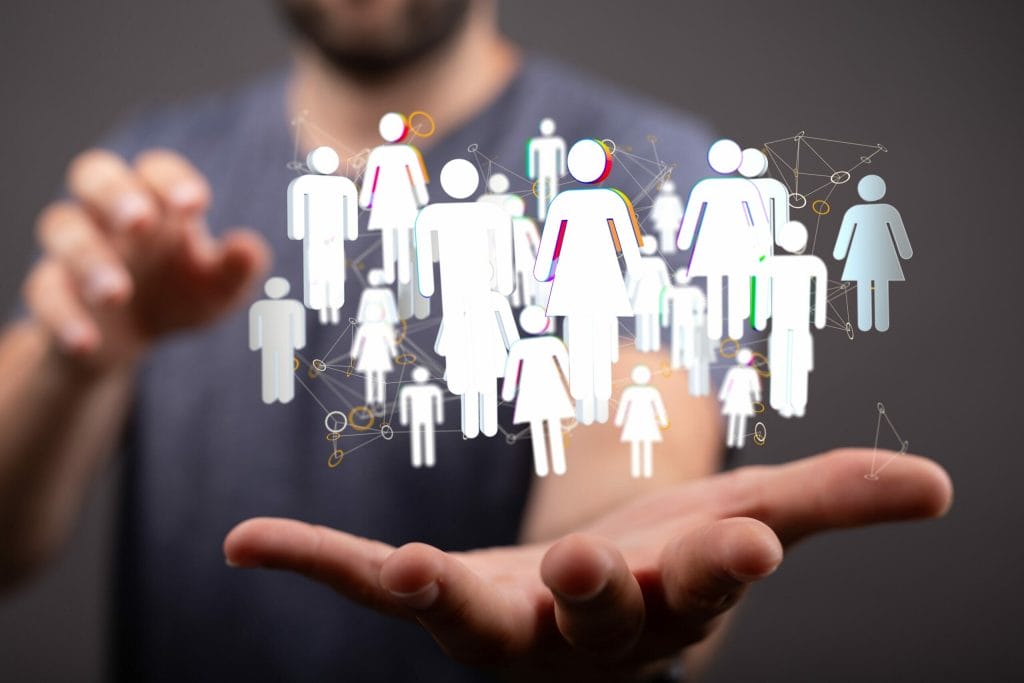 A,Person,Presenting,The,Virtual,Projection,Of,Digital,Conference,Teamwork